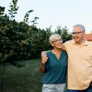 Old couple hugging