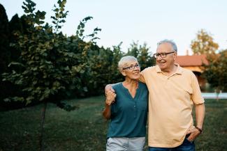 Old couple hugging