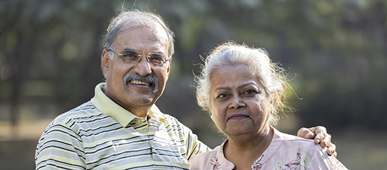 Senior couple spending leisure time at park.